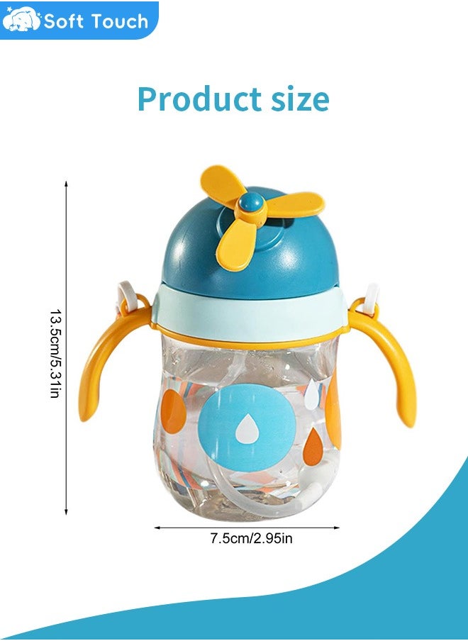 Soft Touch Baby Straw Bottle Toddler Water Bottle Sippy Cup for Baby 6-12 Months Baby Straw Cup with Handles 300ml (Blue)  - Image 3