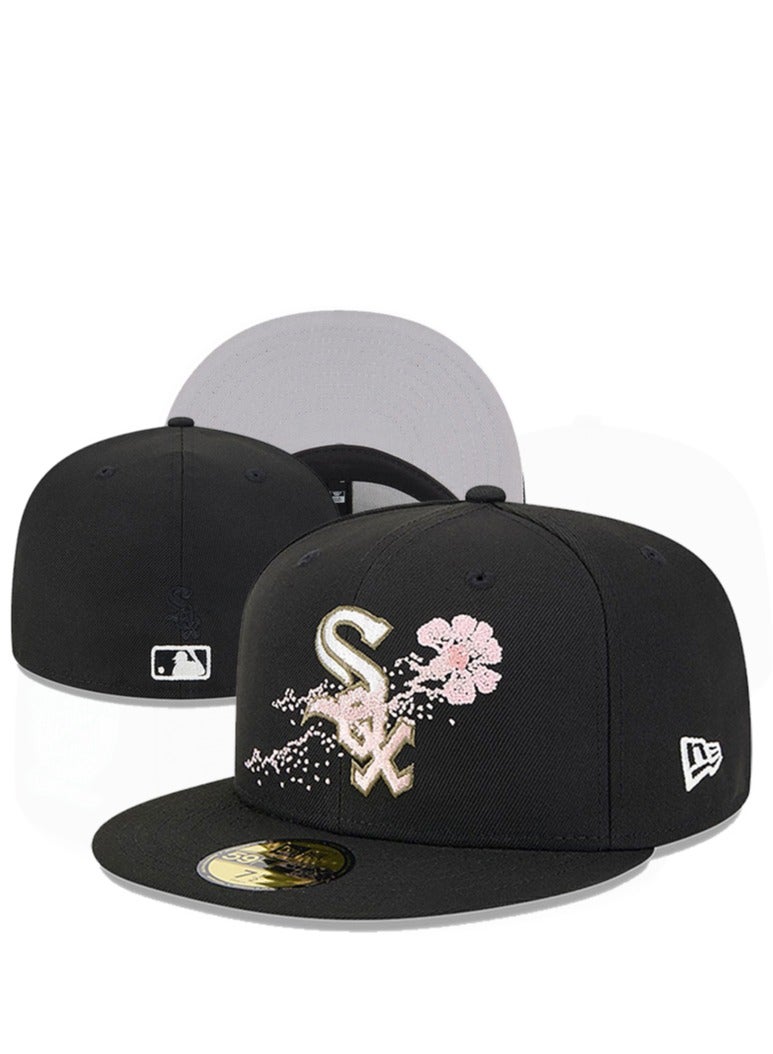 NEW ERA Chicago White Sox Baseball Cap, Cherry Blossom Embroidered Team Logo, Flat - Brim Hat - 58.7cm 