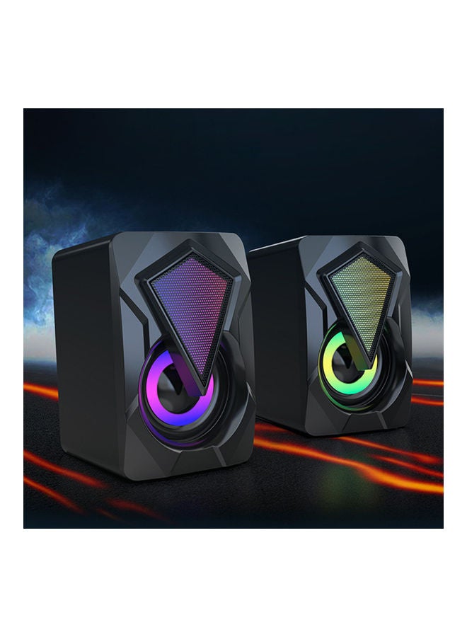 Loquat 2-Piece Portable USB Computer Speakers Black - Image 2