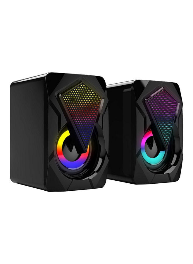 Loquat 2-Piece Portable USB Computer Speakers Black - Image 1