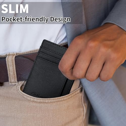 Chelmon Slim Wallet for Men, Minimalist Front Pocket RFID Blocking Credit Card Holder, Black Cross - Image 5