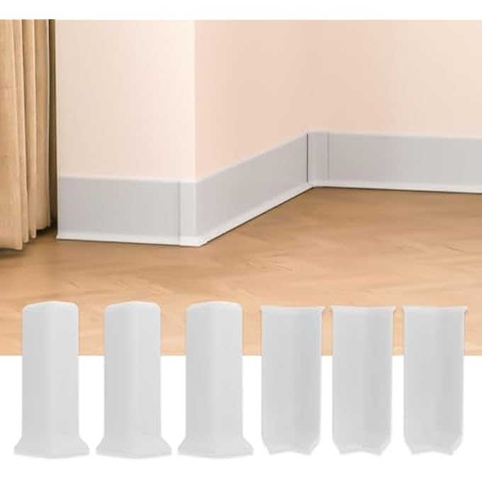 4-INCH BASEBOARD CORNER BLOCKS, 6-PIECE SET (3 INSIDE + 3 OUTSIDE), SELF-ADHESIVE WALL TRIM CONNECTORS FOR S100 COVE BASE MOLDING, WHITE - Image 1