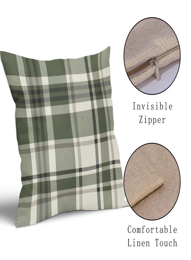 Aytipun Sage Green Plaid Pillow Covers 18x18 Set of 2 Spring Buffalo Checkered Decorative Tartan Pillowcases Christmas Holiday Seasonal Outdoor Rustic Farmhouse Throw Cushion Case Decor for Couch Sofa Bed - Image 4