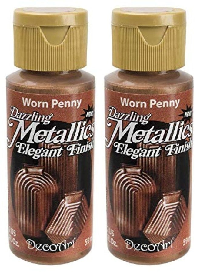 DecoArt Dazzling Metallics Acrylic Paint 2oz-Worn Penny