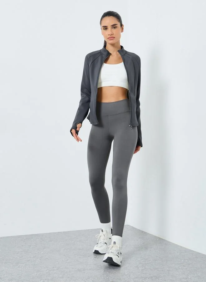 Styli Active Fleece Dual Contour Seam Zip Up Jacket