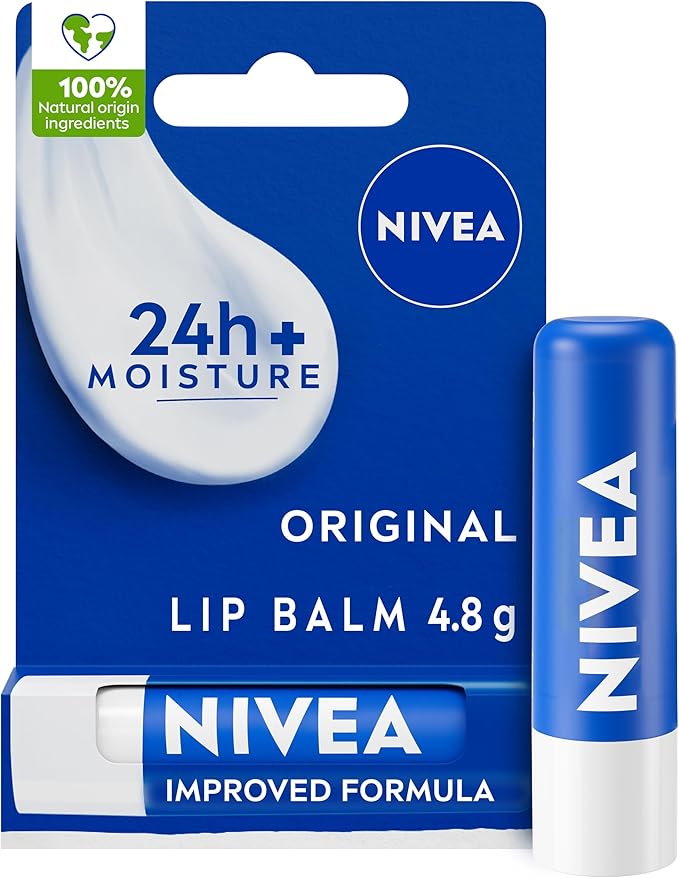 Nivea بلسم شفاه نيفيا العناية الأصلية 48 جرام بلسم شفاه يرطب الشفاه بعمق لمدة 24 ساعة مع 100% مكونات طبيعية من زبدة الشيا والفيتامينات للعناية بالشفاه - Image 1