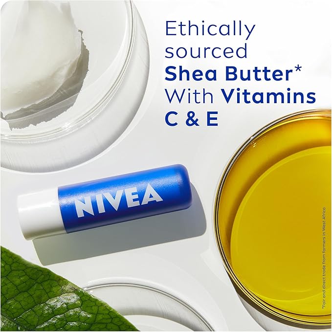 Nivea بلسم شفاه نيفيا العناية الأصلية 48 جرام بلسم شفاه يرطب الشفاه بعمق لمدة 24 ساعة مع 100% مكونات طبيعية من زبدة الشيا والفيتامينات للعناية بالشفاه - Image 4