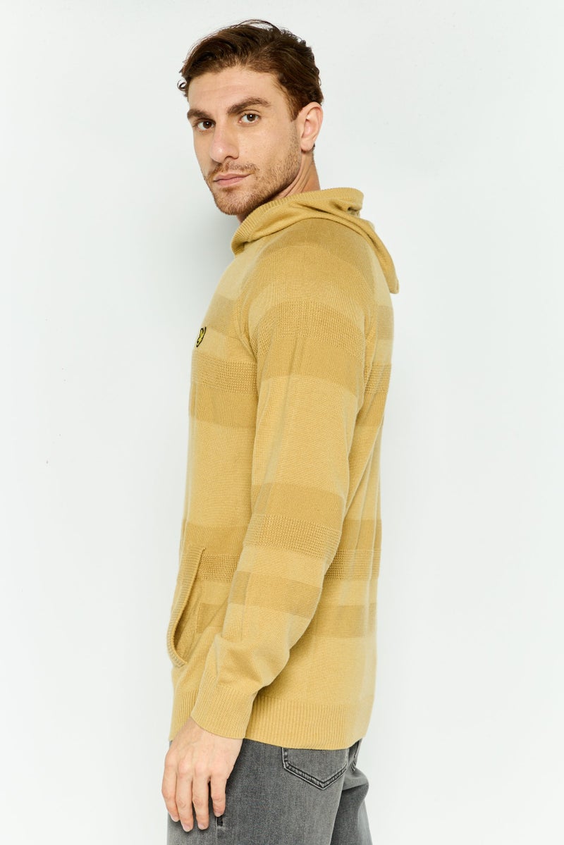 Lyle & Scott Men Hooded Long Sleeve Brand Logo Sweatshirt, Khaki - Image 3