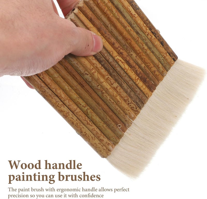ORFOFE 6Pcs Sheep Hair Paint Brush Set with Wood Handle, Dense Bristles Row Brushes for Wall Painting, Art, and Craft Use, Suitable for Artists and DIY Painting Projects - Image 2