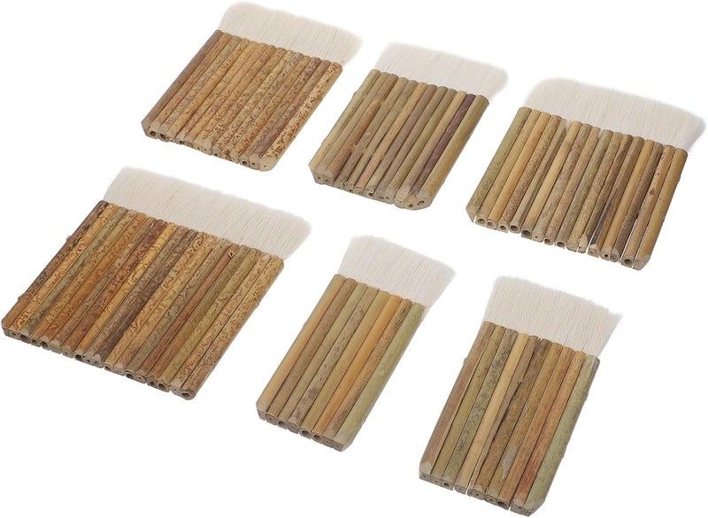 ORFOFE 6Pcs Sheep Hair Paint Brush Set with Wood Handle, Dense Bristles Row Brushes for Wall Painting, Art, and Craft Use, Suitable for Artists and DIY Painting Projects - Image 1