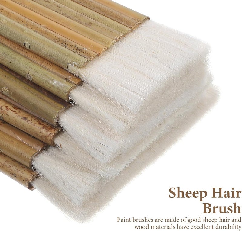 ORFOFE 6Pcs Sheep Hair Paint Brush Set with Wood Handle, Dense Bristles Row Brushes for Wall Painting, Art, and Craft Use, Suitable for Artists and DIY Painting Projects - Image 5