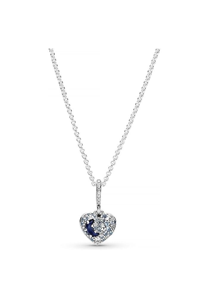 Pandora Violet - Pandora Shining Blue Moon Star Heart Necklace 50cm - Image 1