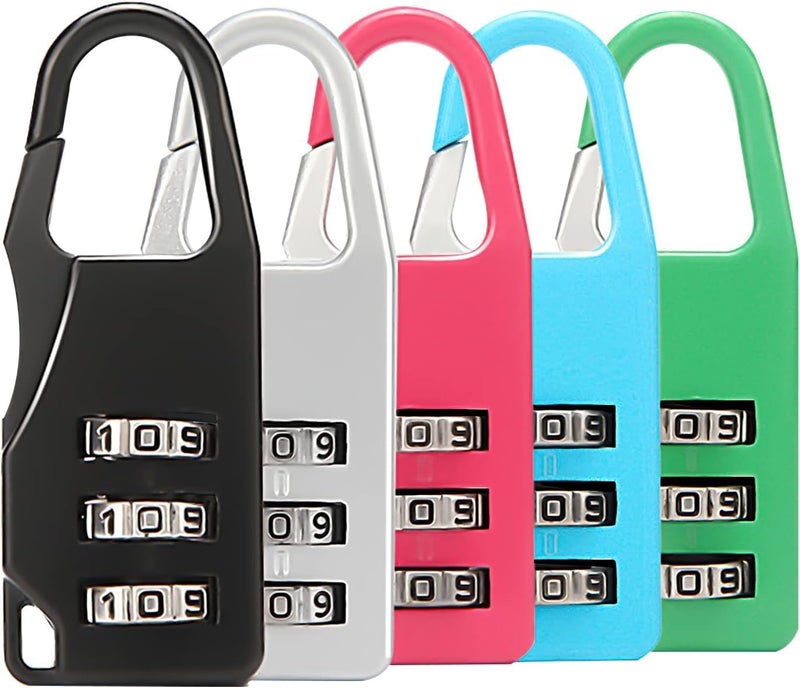Digit Travel Lock - Small Security Lock for Suitcases, Computer Bags, School Backpacks, Lockers and Drawers, rectangular, (Multicolor) (Two-piece) - Image 1