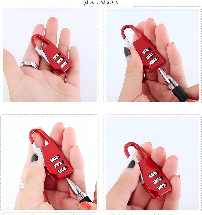 Digit Travel Lock - Small Security Lock for Suitcases, Computer Bags, School Backpacks, Lockers and Drawers, rectangular, (Multicolor) (Two-piece) - Image 3