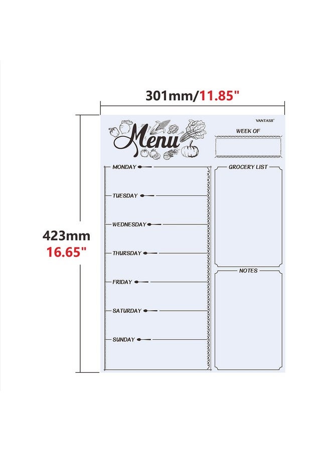 Vantasii Magnetic Refrigerator Whiteboardweekly Menu Meal Planner Grocery Shopping List Dry Erase Board For Kitchen Fridge With 8 Color Magnetic Markers (16Inchx12Inch) - Image 3
