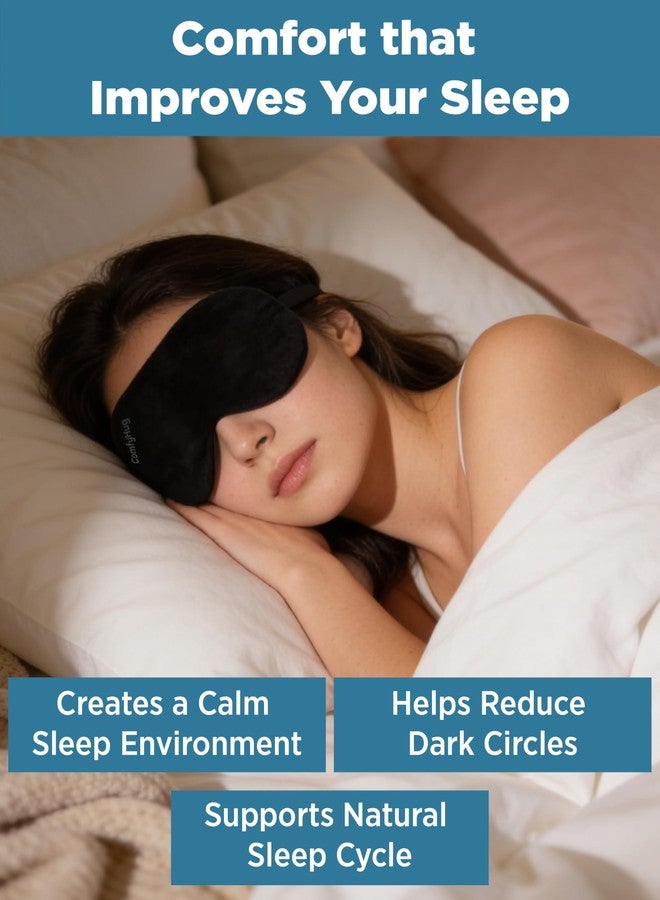 ComfyHug Sleeping Eye Mask with Adjustable Strap – Super Soft Blindfold Sleep Mask for Comfortable Sleep, Travel & Relaxation, Light Blocking Eye Cover for Men, Women & Kids (Black, Pack of 1) - Image 2