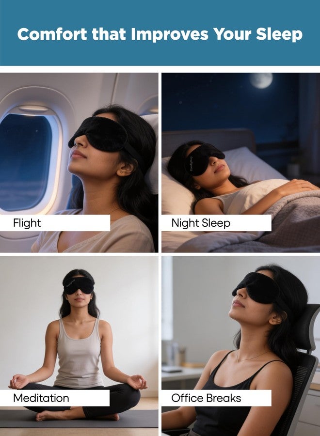 ComfyHug Sleeping Eye Mask with Adjustable Strap – Super Soft Blindfold Sleep Mask for Comfortable Sleep, Travel & Relaxation, Light Blocking Eye Cover for Men, Women & Kids (Black, Pack of 1) - Image 5