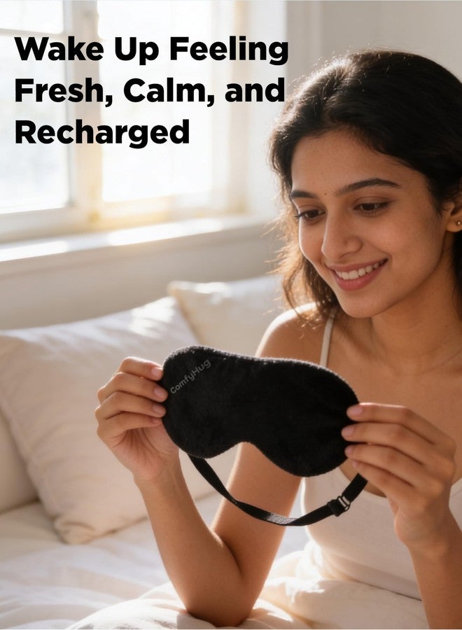 ComfyHug Sleeping Eye Mask with Adjustable Strap – Super Soft Blindfold Sleep Mask for Comfortable Sleep, Travel & Relaxation, Light Blocking Eye Cover for Men, Women & Kids (Black, Pack of 1) - Image 4
