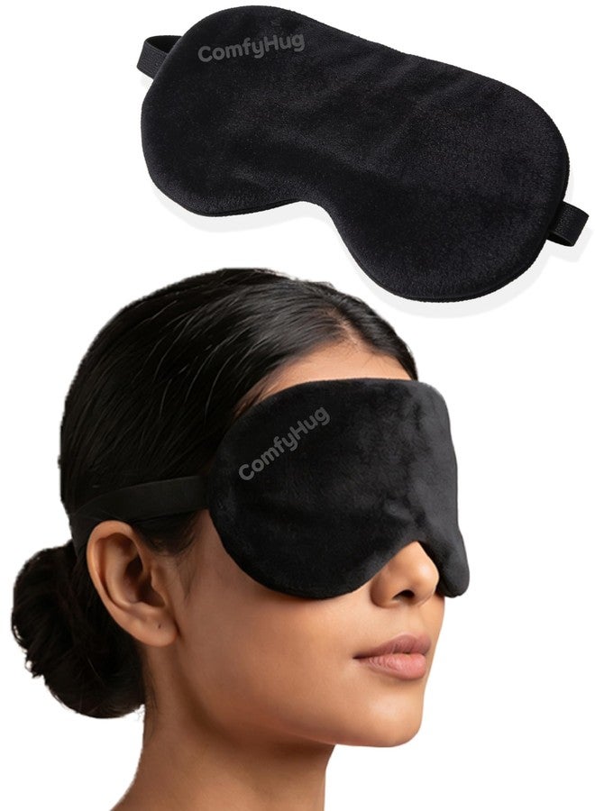 ComfyHug Sleeping Eye Mask with Adjustable Strap – Super Soft Blindfold Sleep Mask for Comfortable Sleep, Travel & Relaxation, Light Blocking Eye Cover for Men, Women & Kids (Black, Pack of 1) - Image 1
