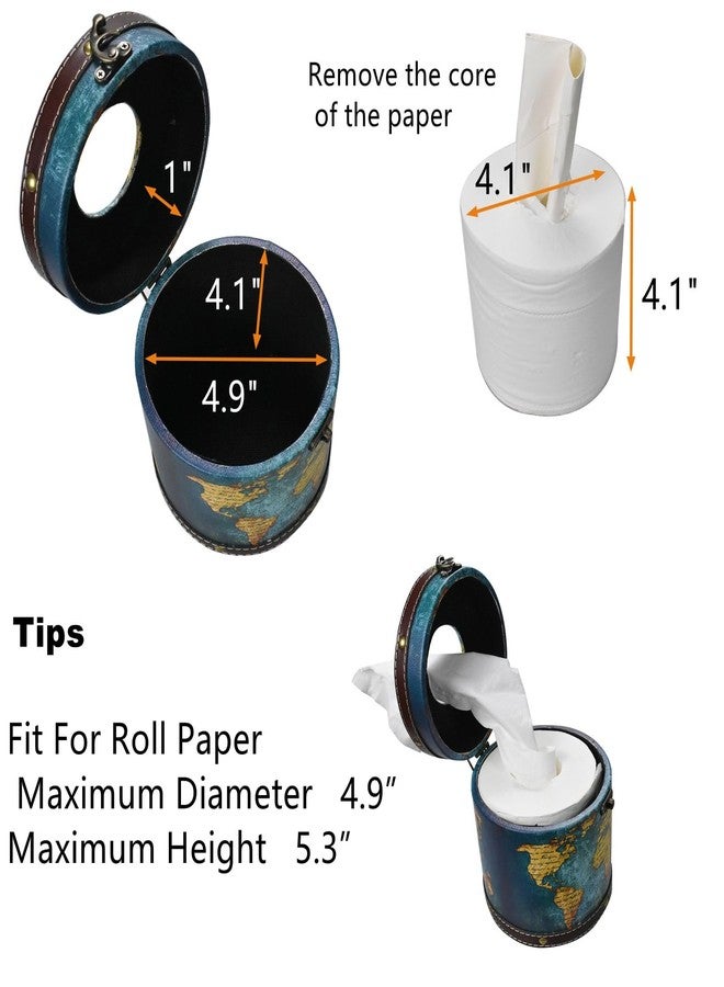 JFFCESTORE Decorative Toilet Paper Roll Cover with Lid - 5.5cm Diameter, PU Leather & Wood, Space-Saving, Multi-Color, Waterproof Bathroom Storage for Tissues, Cosmetics, Remotes (Apricot) - Image 3