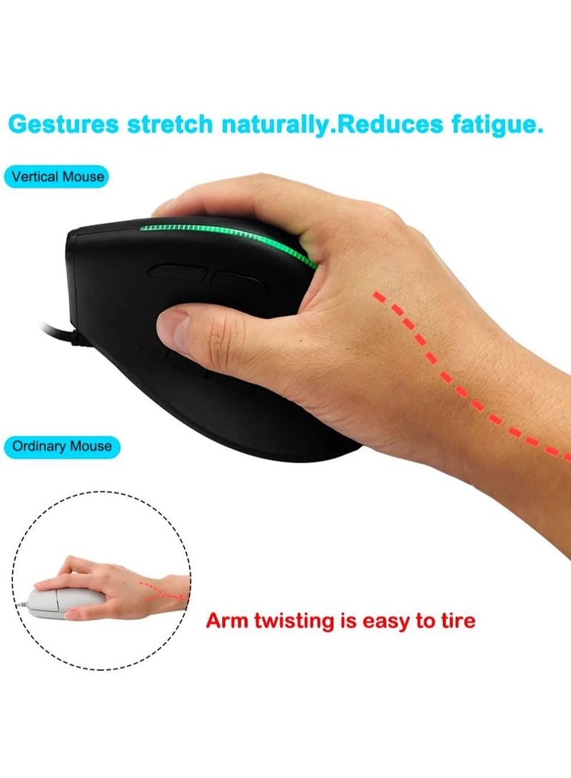 Captaintech SYOSI Vertical Wired Mouse, Ergonomic Gaming Mouse with 9 Programmable Buttons and RGB Lights, 12800 Max Adjustable DPI Vertical Gaming Mouse for Gamer - Image 2