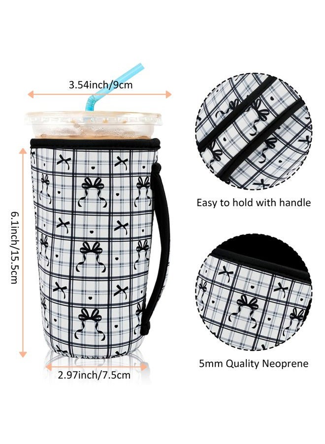 KJQJLY 4 Pack Iced Coffee Sleeve,reusable Neoprene Cup Sleeves Suitable For Beverage Sleeves For Hot And Cold Coffee Or Ice Drink Coffee cup sleeve for Starbucks coffee cup (Bows 30-32 OZ) - Image 3