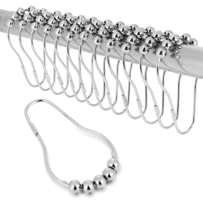 Shower Curtain Hooks Rings for Bathroom  12 Pcs Stainless Steel Silver PearShape