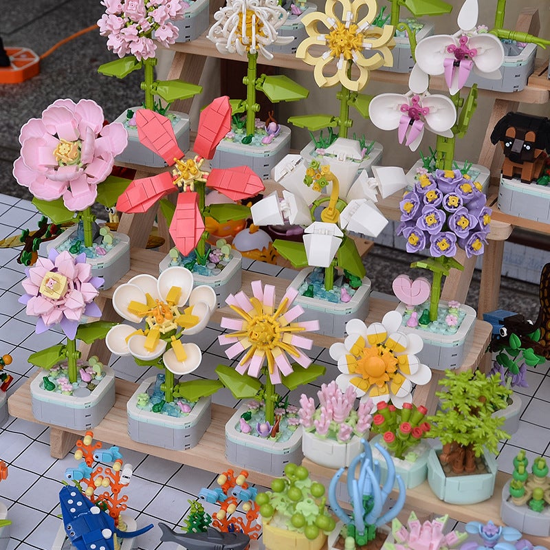 Diamond Horse Particle Building Blocks Flower Potted Sunflower Hibiscus Immortal Flower Carnation Assembled Ornaments Gift Gift 103 - Image 2