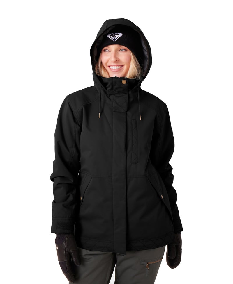 Roxy Women's Billie Jacket – 10K Waterproof Snow Jacket, Tailored Fit, PFAS-Free, Insulated, Black, Large - Image 1