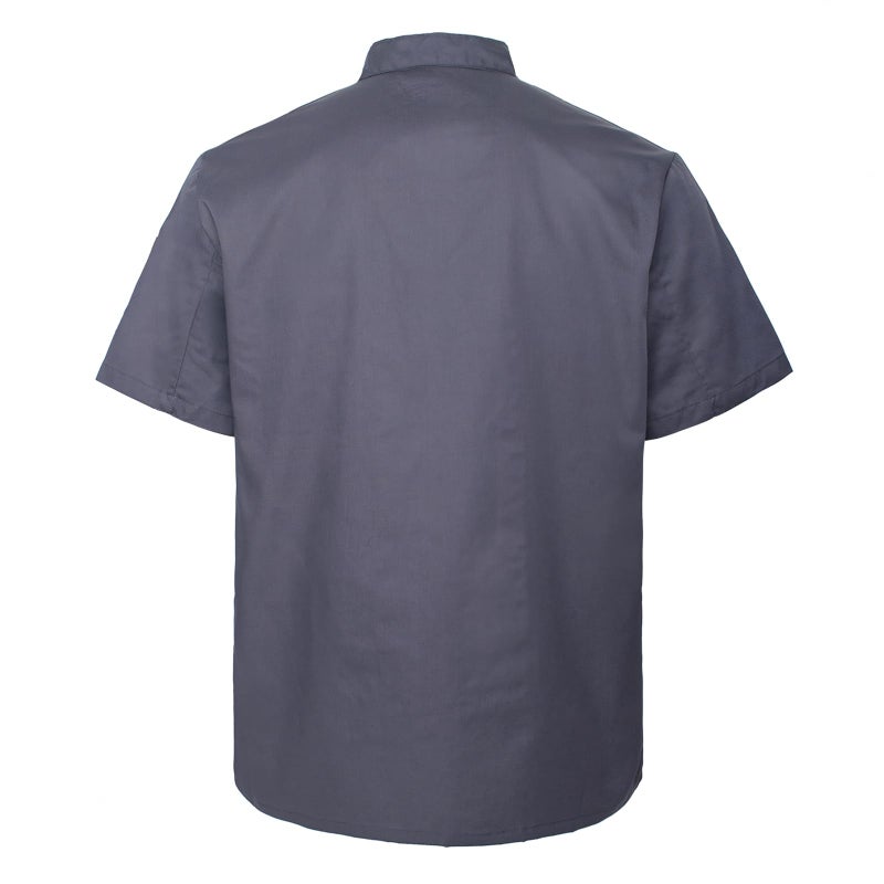 TopTie Unisex Short Sleeve Chef Coat Jacket, Dark Gray - Image 2