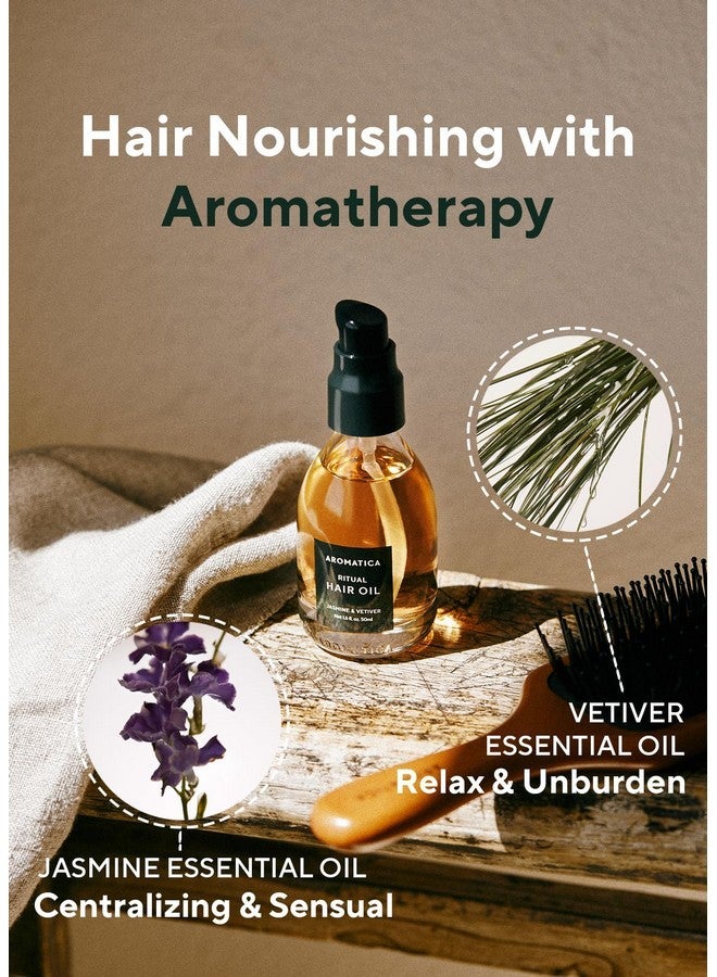AROMATICA Ritual Jasmine & Vetiver Hair Oil 50ml / 1.6 fl. oz - Nourishing Silicone-Free Oil for Damaged frizzy Hair with Pure Fragrance