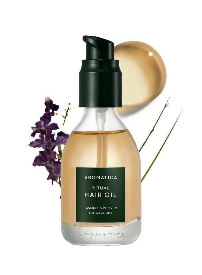 AROMATICA Ritual Jasmine & Vetiver Hair Oil 50ml / 1.6 fl. oz - Nourishing Silicone-Free Oil for Damaged frizzy Hair with Pure Fragrance