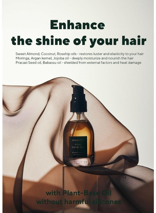 AROMATICA Ritual Jasmine & Vetiver Hair Oil 50ml / 1.6 fl. oz - Nourishing Silicone-Free Oil for Damaged frizzy Hair with Pure Fragrance