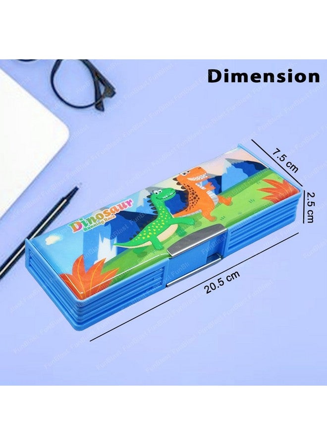 فنبلاست علبة أقلام بلاستيكية مغناطيسية من فن بلاست، علبة أقلام ديناصور للأطفال، حامل أقلام متعدد الطبقات، منظم أدوات مكتبية، هدية عيد ميلاد للأطفال (متعدد الألوان) - Image 2