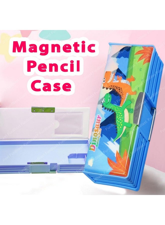 فنبلاست علبة أقلام بلاستيكية مغناطيسية من فن بلاست، علبة أقلام ديناصور للأطفال، حامل أقلام متعدد الطبقات، منظم أدوات مكتبية، هدية عيد ميلاد للأطفال (متعدد الألوان) - Image 3