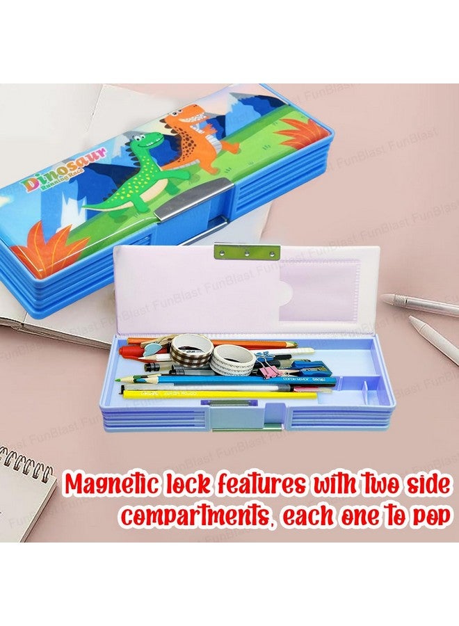 فنبلاست علبة أقلام بلاستيكية مغناطيسية من فن بلاست، علبة أقلام ديناصور للأطفال، حامل أقلام متعدد الطبقات، منظم أدوات مكتبية، هدية عيد ميلاد للأطفال (متعدد الألوان) - Image 4