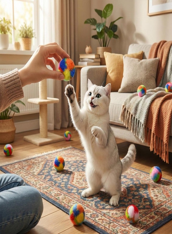 Aeaocvo 20 PCS Cat Pom Pom Balls, 1.6 Inch Large Cat Toy Ball, Soft Plush Balls Interactive Training Fuzzy Cats Ball Toy for Cats Kitten Playing Exercising Indoor - Image 5
