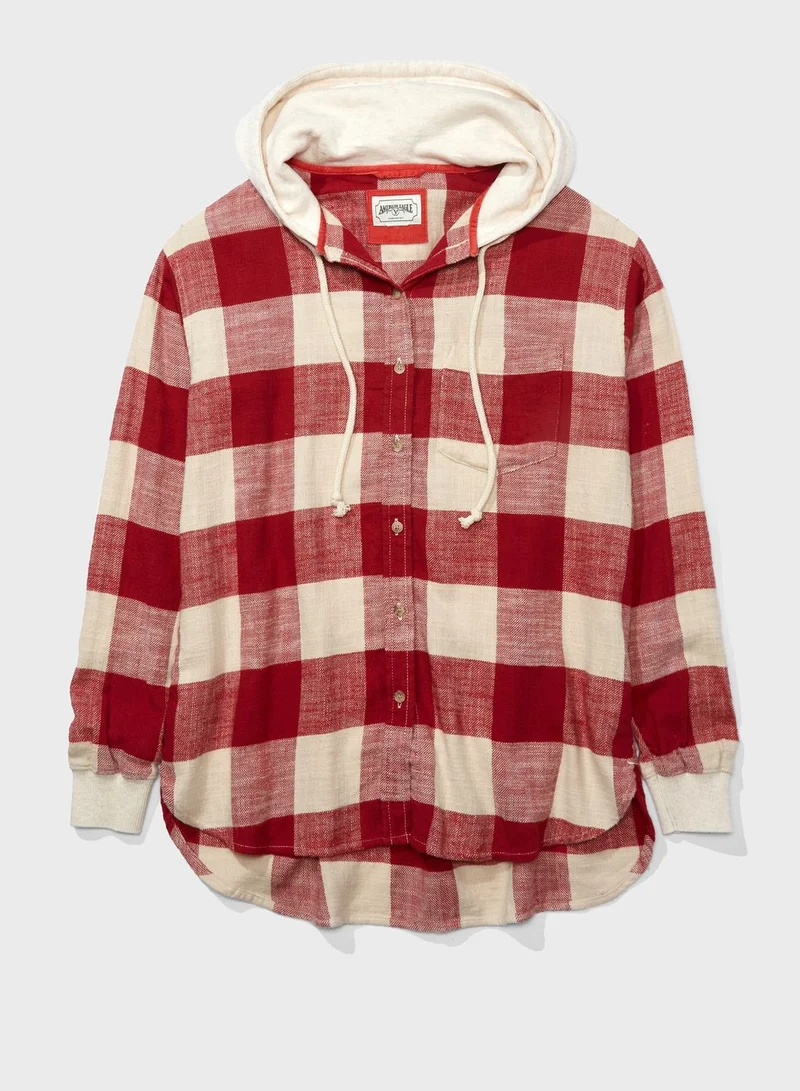 American Eagle Hooded Checked Shirt