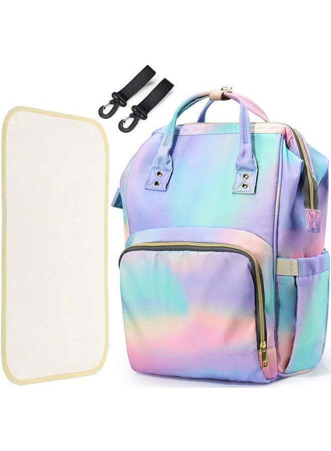 LIMHOO 3 in 1 Diaper Bag Backpack, Multifunction Baby Bags with Changing Pad & Stroller Straps, Nappy Bag for Mom, Rainbow, Travel Backpacks - Image 1
