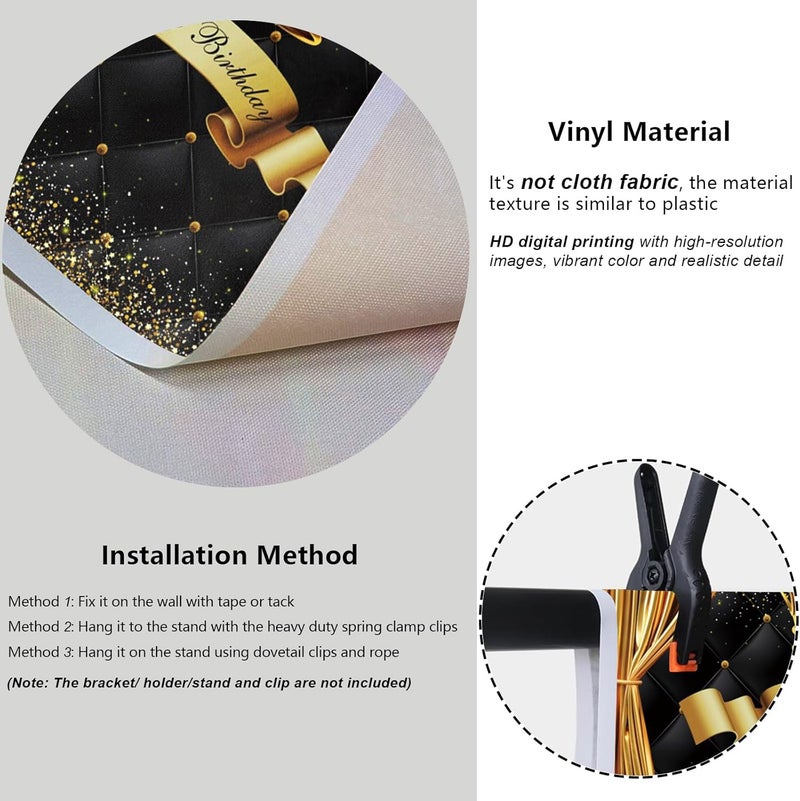 YongFoto Baby Kids Happy Birthday Backdrop 7x5ft Royal Gold Crown Curtain Black Headboard Background Birthday Party Banner Cake Table Decor Portraits Photoshoot Wallpaper Photo Studio Booth Props - Image 4