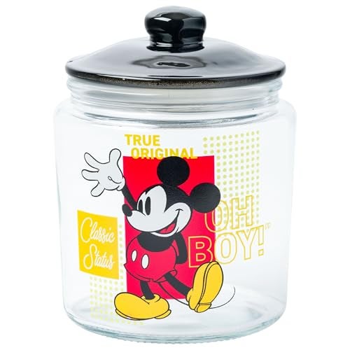 Silver Buffalo Disney Mickey Mouse Glass Jar with Lid 4 x 4 x 6 - Image 1