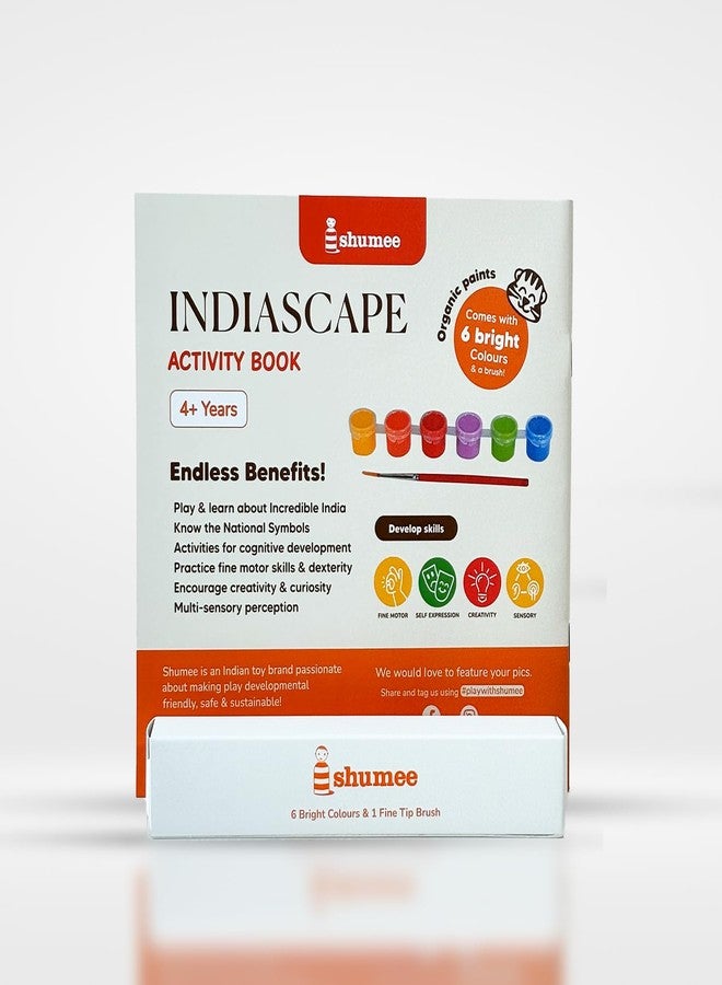 Shumee Indiascape Colouring Activity Book With 6 Colours And Brush | (4+ years) | India Learning Art And Craft Kit For Kids | Develops Creativity And Fine Motor Skills | Birthday Gift For Kids - Image 3