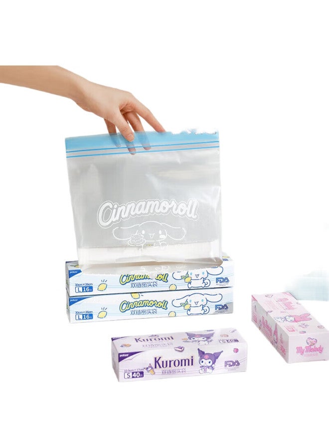 Yekee Double-Layer Sealed Bags, Sanrio Collaboration, Food Storage Bags, Thickened, Boxed, 30Cm*26Cm*32 Pieces, Jd-8976 - Image 1
