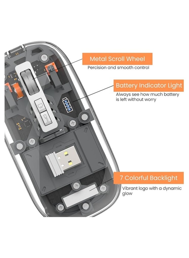 SPECTON Crystal Transparent Magnetic Wireless Mouse - Black - Image 3