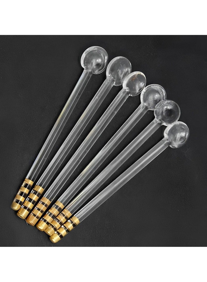 BLACKSTONE UNCAM Estikana Glass Spoons Set of 6, 11cm Borosilicate Glass Teaspoons for Tea, Espresso & Coffee, Clear Drinking Spoon Set - Image 1