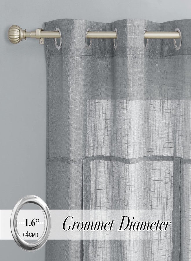 PONY DANCE Small Window Curtains - Kitchen Curtain Roman Shade Linen Look Sheer Tie Up Blind Length Adjustable Valance for Bedroom/Bathroom, 42" x 45", Dark Grey, 1 Panel - Image 2