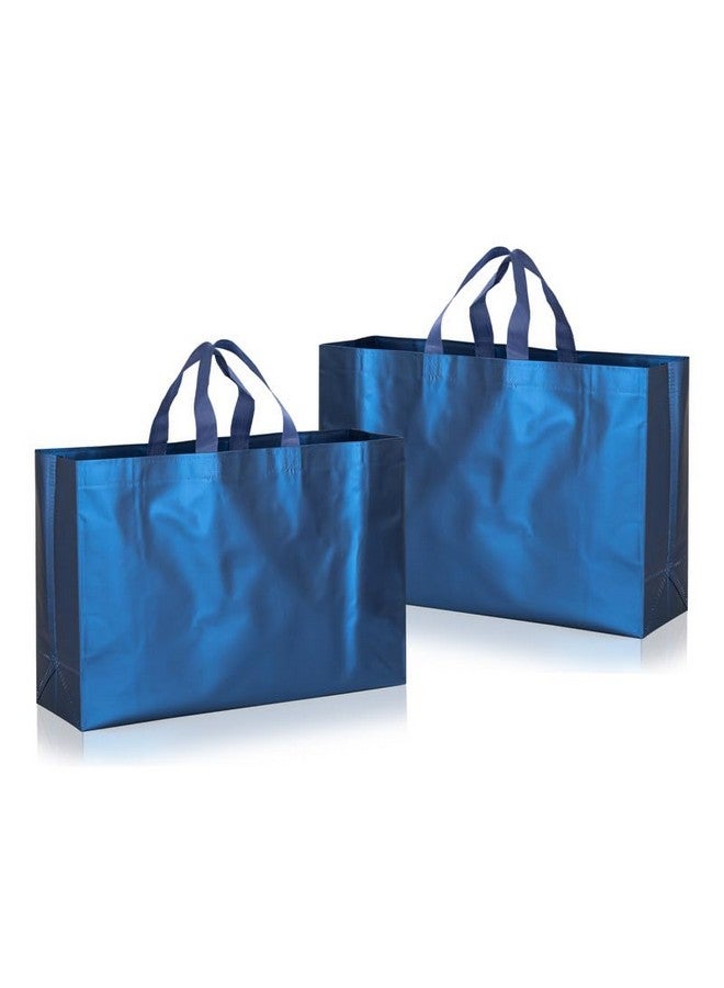 Drapme Large Size Pack of 5 Pcs Matt Metallic Laminated Non-Woven Reusable Eco-Friendly Party Return Gift Bags (Navy Blue) (Large 17x12x5 Inch) - Image 1