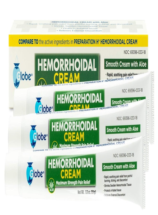 Globe (3 Pack) Hemorrhoid Cream, Relief with Aloe, (1.8 Ounce Tube) Relief from Hemorrhoids, Piles, Itching, Burning, Discomfort, & More - Image 5