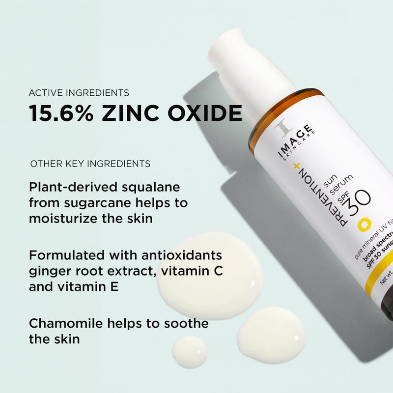 IMAGE Skincare, PREVENTION+ Sun Serum SPF 30 Mineral Sunscreen for Face, Non Comedogenic, Wear Under Makeup, Perfect Travel Size, 1.0 oz - Image 5