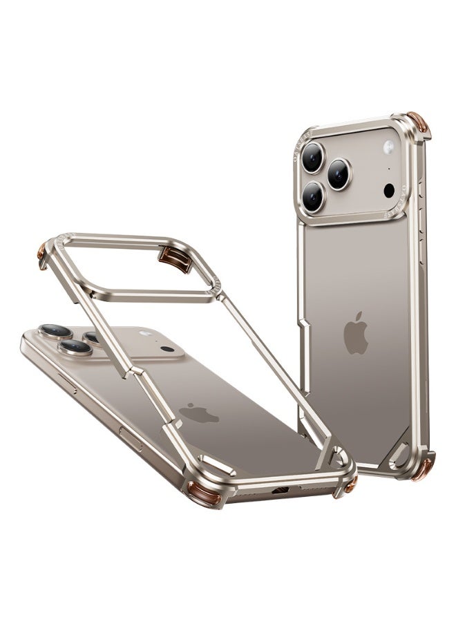 general Suitable for iPhone 17ProMax/17Pro metal frame hollow mobile phone case anti-fall protective cover - Image 1